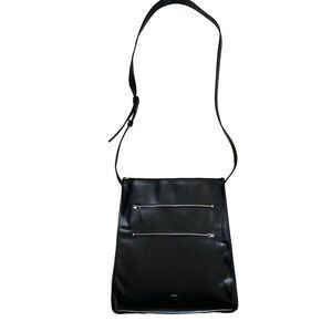 Vince Zip Line Leather Crossbody Black Purse